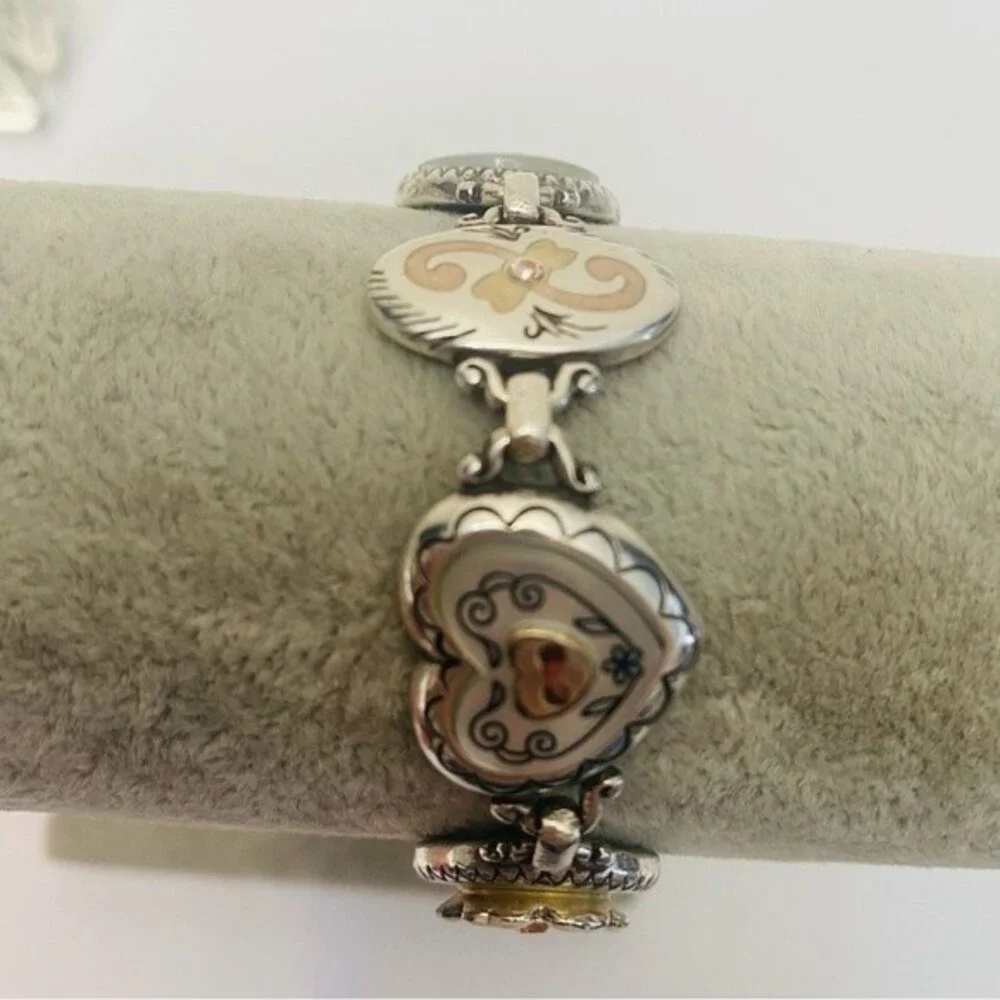 Brighton Stitch in Time Mother of Pearl Heart Charm Rare Bracelet - Picture 6 of 7